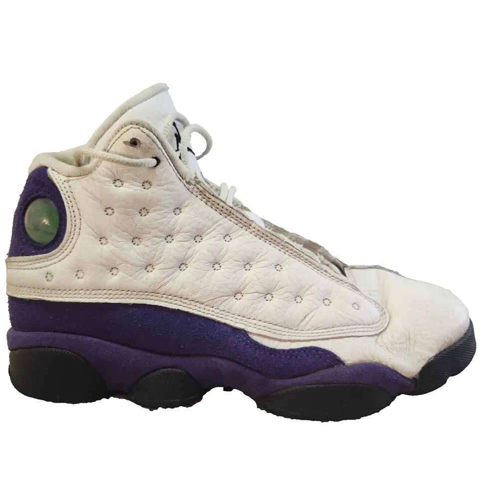 Nike Air Jordan 13 Retro Lakers GS Boys 6Y White Purple Leather Basketball Shoes